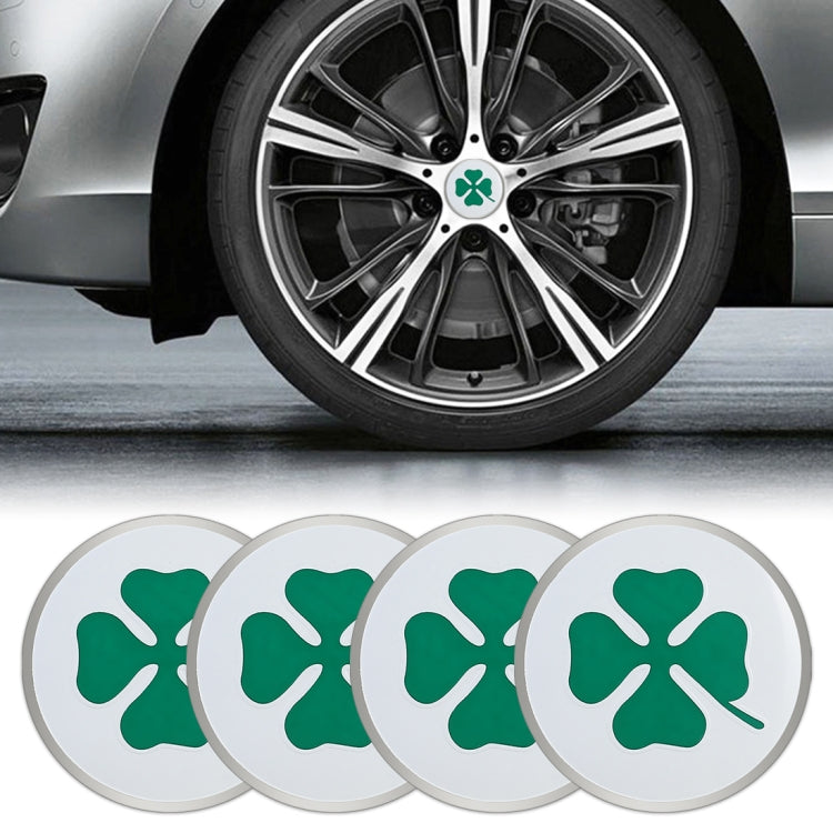 4 in 1 Car Four Leaf Clover Pattern Wheel Hub Decorative Sticker