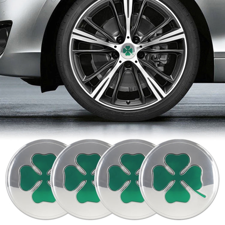 4 in 1 Car Four Leaf Clover Pattern Wheel Hub Decorative Sticker