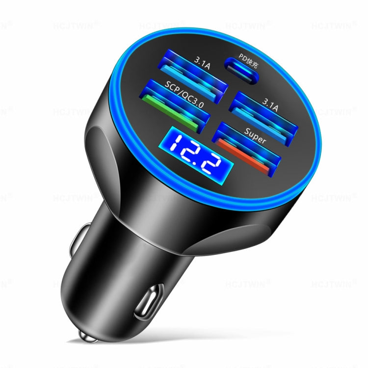 WGS-G37 5 in 1 Digital Display Super Fast Charging Car Charger with
