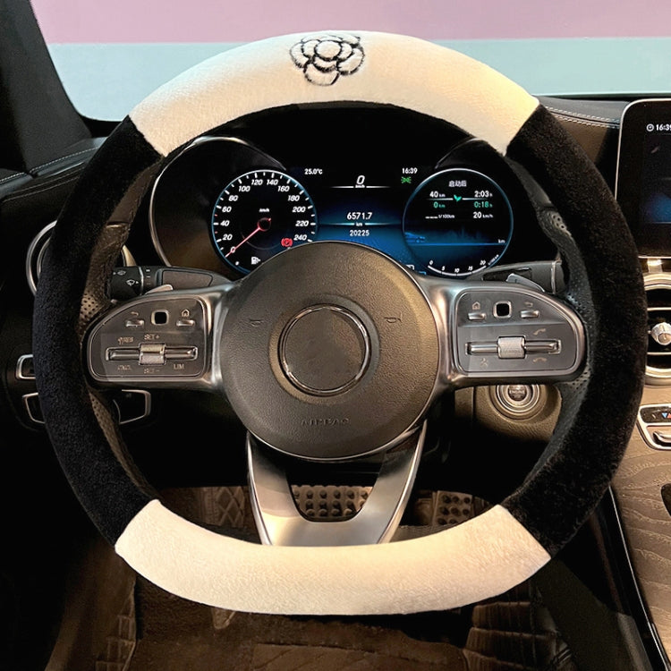 D Style Car Universal Camellia Pattern Plush Warm Anti-skid Steering