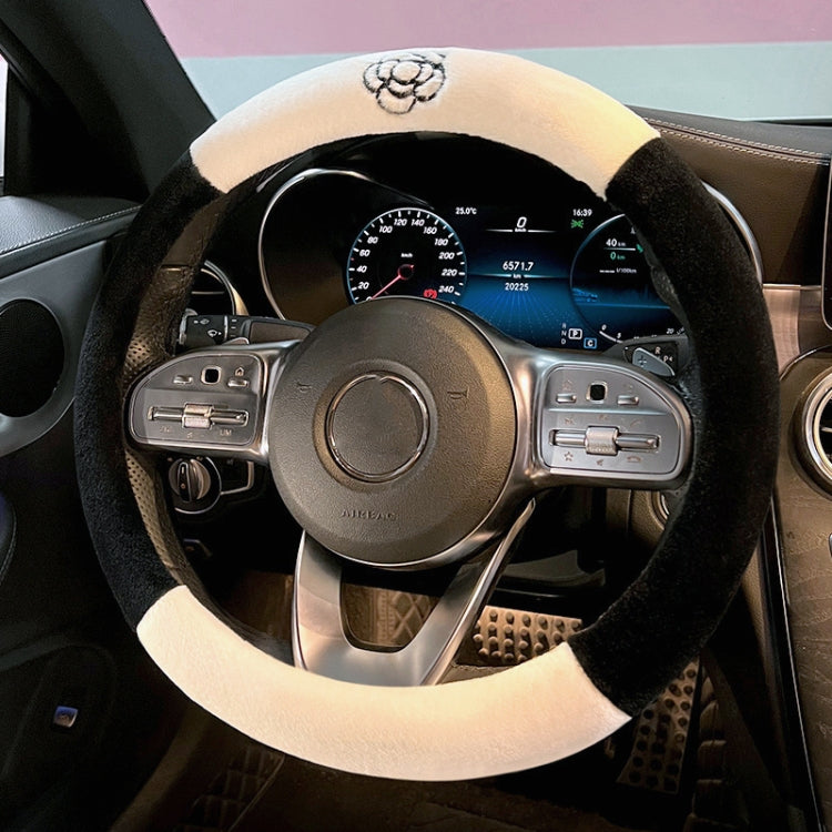 Round Style Car Universal Camellia Pattern Plush Warm Anti-skid