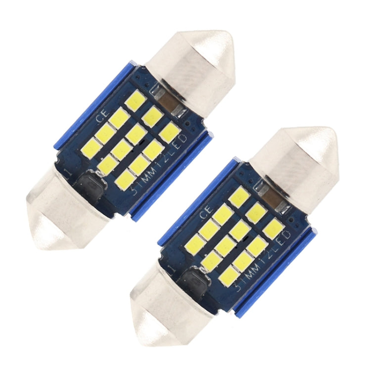 2pcs 31mm DC12-24V / 1W / 6000K / 60LM 12LEDs SMD Car Reading Lamp