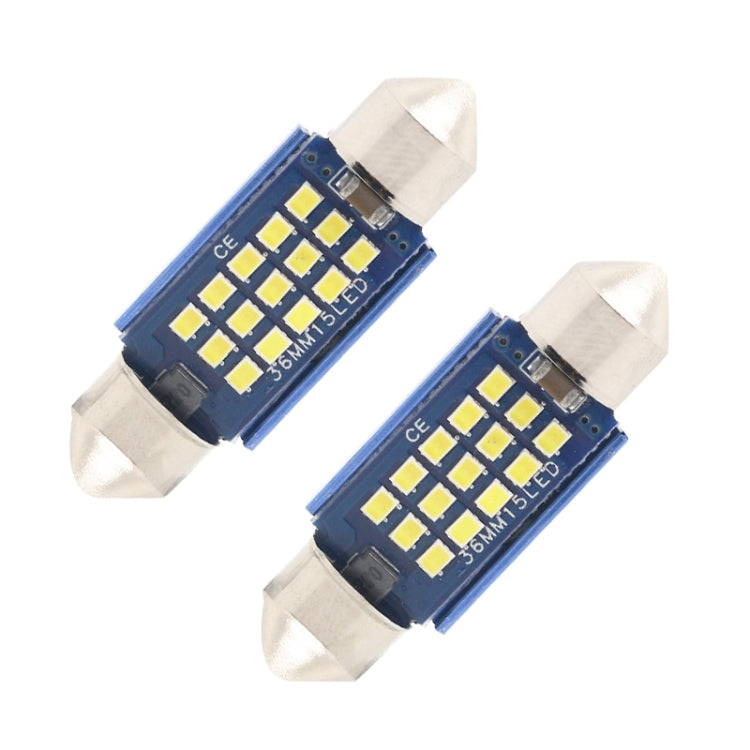 2pcs 36mm DC12-24V / 1W / 6000K / 60LM 15LEDs SMD Car Reading Lamp