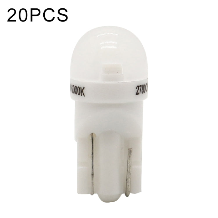 20 PCS T10 DC12V / 0.25W / 6500K / 20LM Car Round Head Plug-in Bubble