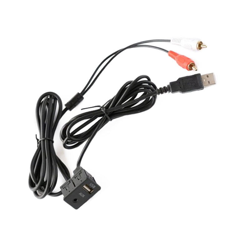 Car Universal Modified USB AUX Extension Cable USB+2RCA Lotus Male