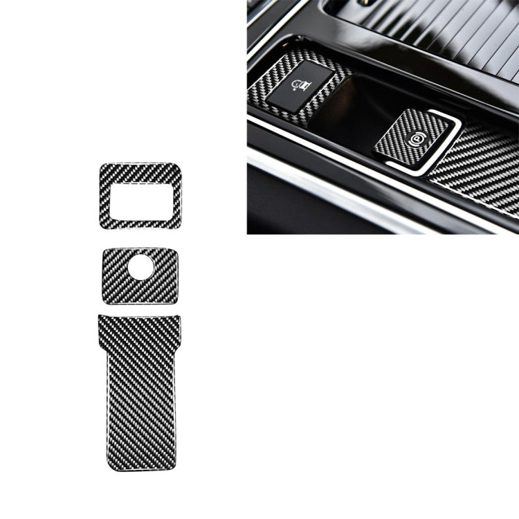 3 in 1 Car Carbon Fiber Electronic Handbrake Decorative Stickers for