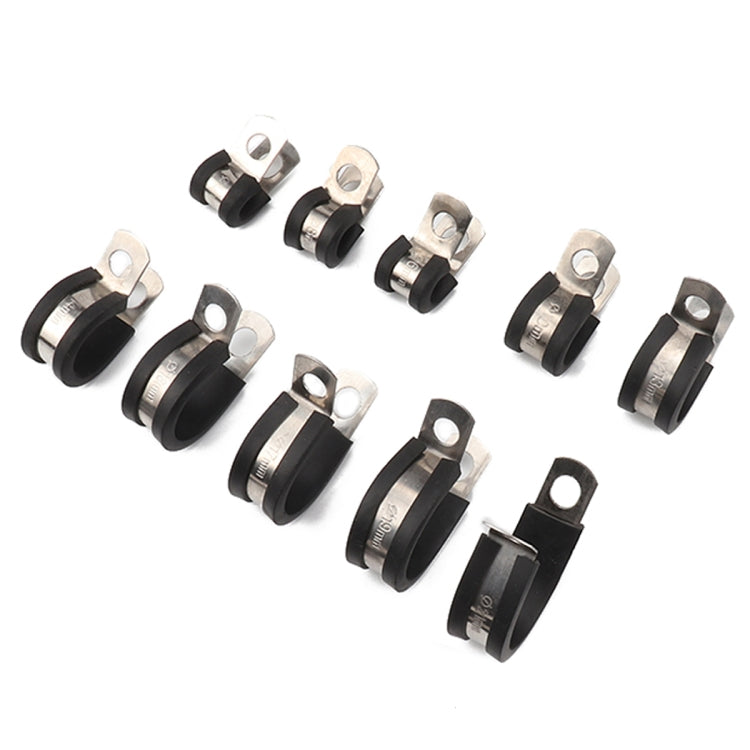 10 PCS Car Rubber Cushion Pipe Clamps Stainless Steel Clamps