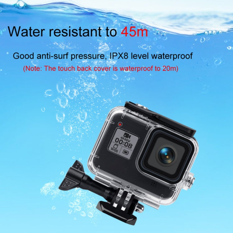 45m Water Resistant Case + Touch Back Cover + Color Lens Filter for GoPro HERO8 Black, Case + Touch Cover + Red Filter for GoPro8, Case + Touch Cover + Pink Filter for GoPro8, Case + Touch Cover + Purple Filter for GoPro8