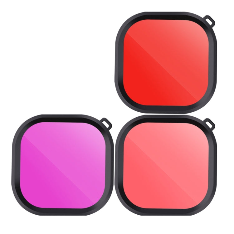 Pink Purple Red 3 Color Square Housing Diving Lens Filter Kits for GoPro HERO8 Black Water Resistant Housing, 3 Color