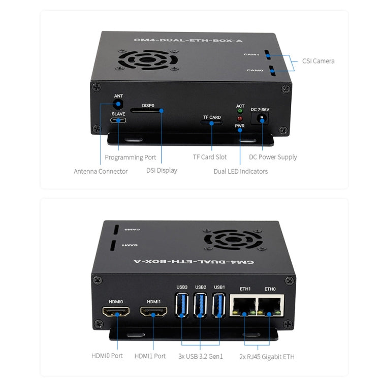 Waveshare Dual Gigabit Ethernet Mini-Computer with Metal Case & Coolin ...