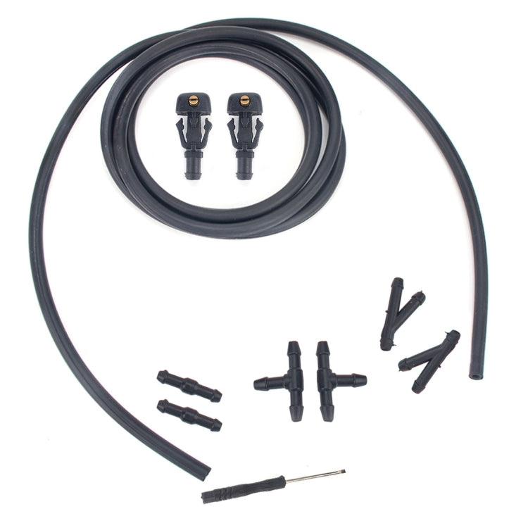 2 PCS Front Windshield Washer Wiper Jet Water Spray Nozzle + Hose