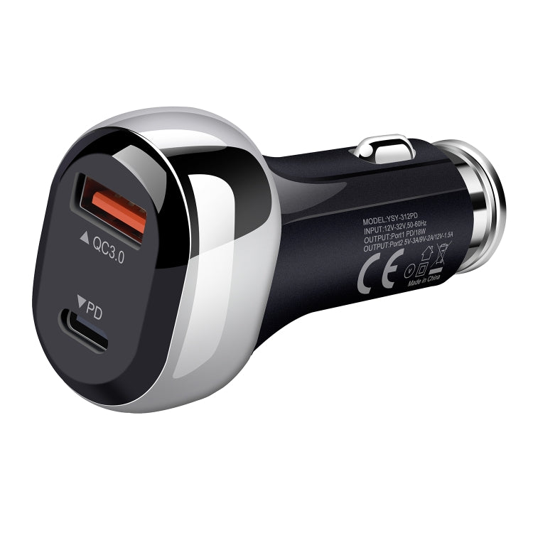 YSY-312PD QC3.0 USB + PD 18W USB-C / Type-C Dual Ports Fast Charging