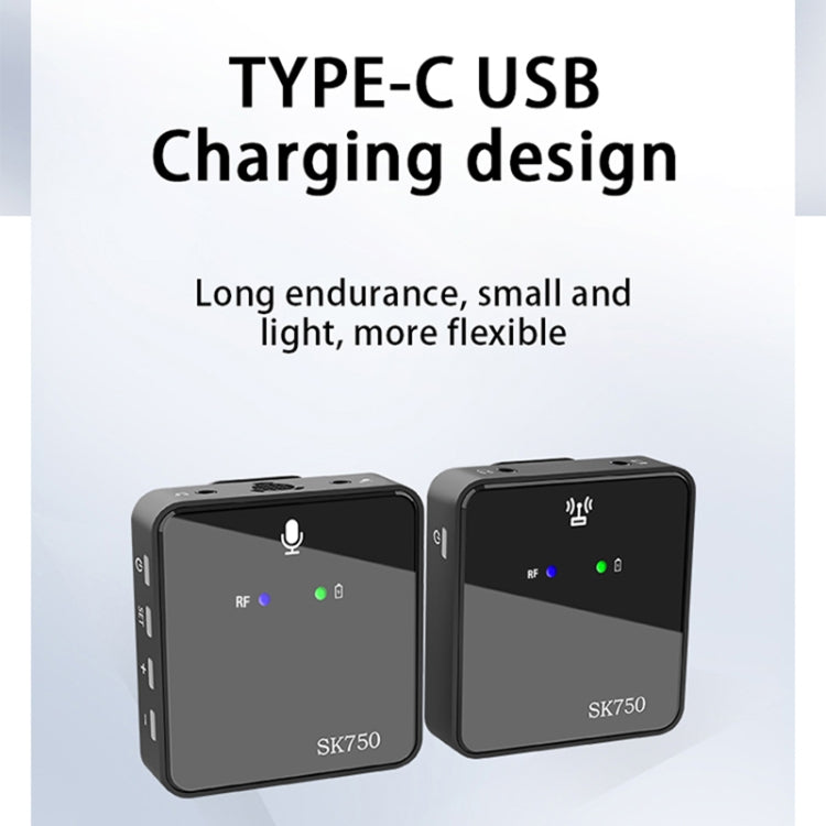 SK750 Type-C Charging One for One Wireless Lavalier Mini Microphone, O ...