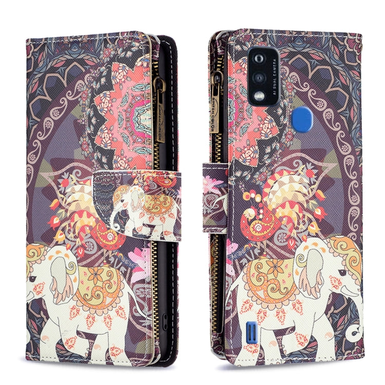 Colored Drawing Pattern Zipper Leather Phone Case, For ZTE Blade A51, For ZTE Blade A71