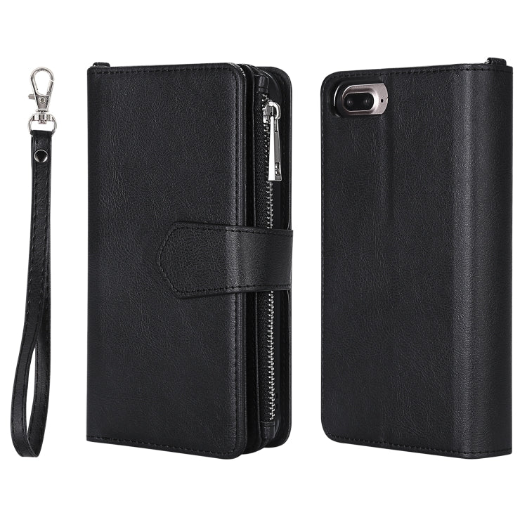 2 in 1 Solid Color Zipper Shockproof Protective Case with Card Slots & Bracket & Photo Holder & Wallet Function, For iPhone 7 Plus / 8 Plus, For iPhone 11 Pro, For iPhone 11 Pro Max, For iPhone XS / X