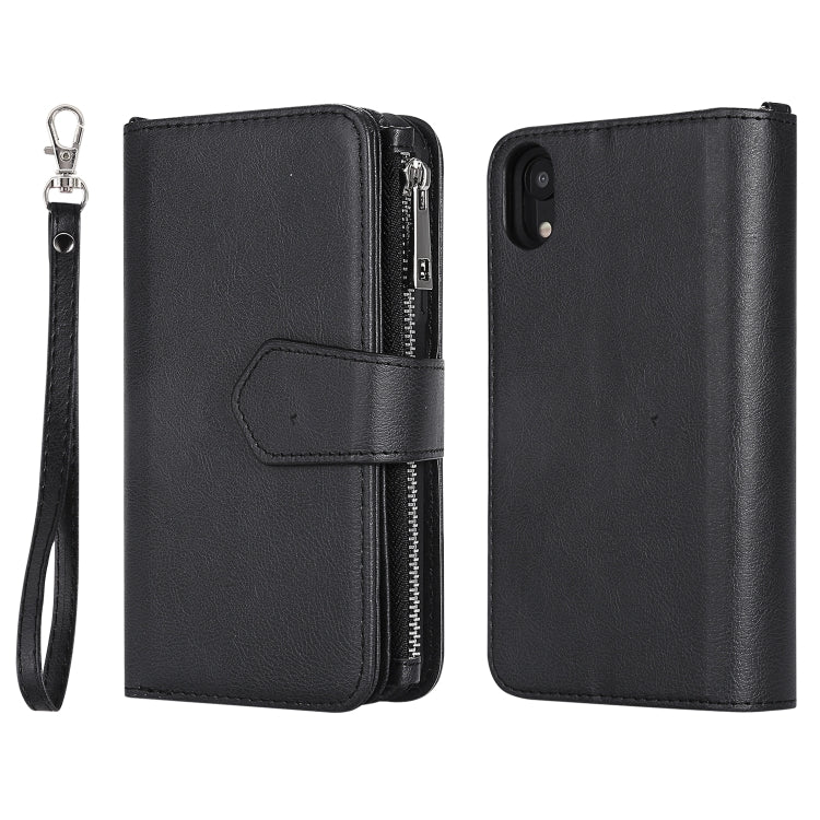 2 in 1 Solid Color Zipper Shockproof Protective Case with Card Slots & Bracket & Photo Holder & Wallet Function, For iPhone XR, For iPhone XS Max, For Galaxy Note 10, For Galaxy Note 10 Pro