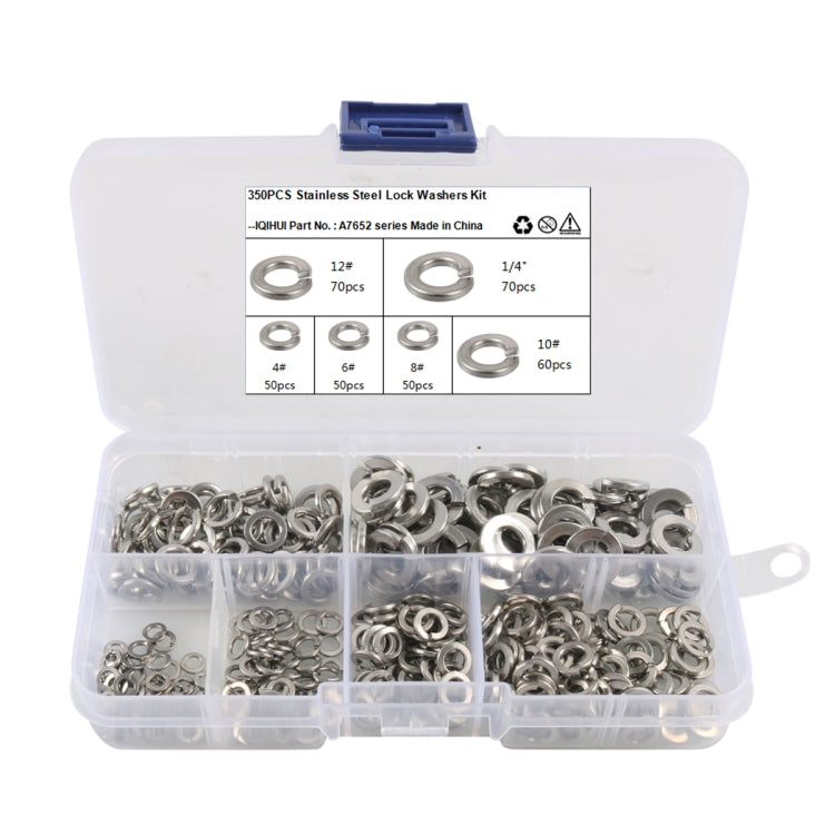 A7652 350 in 1 6 Sizes 304 Stainless Steel Split Lock Spring Washer