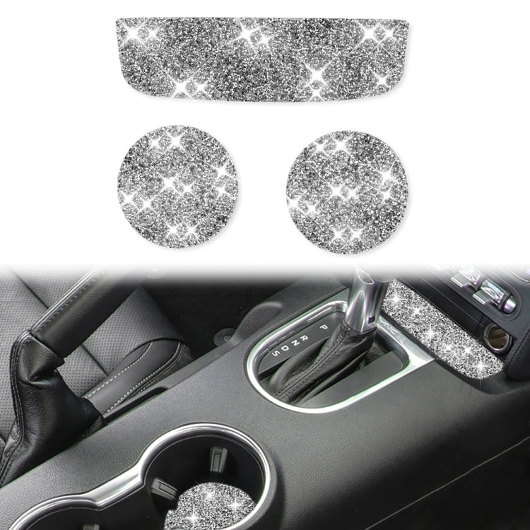 Car Water Cup Holder Upper + Base Diamond Decoration Sticker