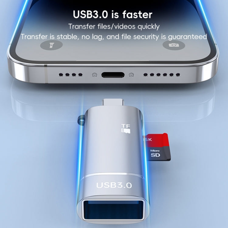 2 in 1 Type-C to USB and TF Card Reader Adapter, Type-C to USB and TF ...