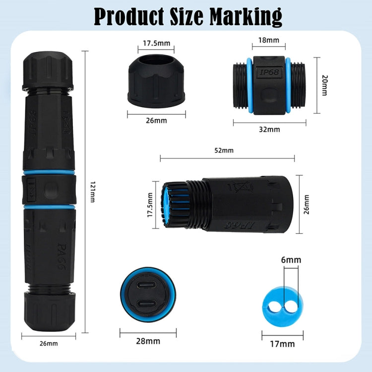 10Gpbs Dual Ports Type-C Straight Waterproof Connector M20 Outdoor Wat ...