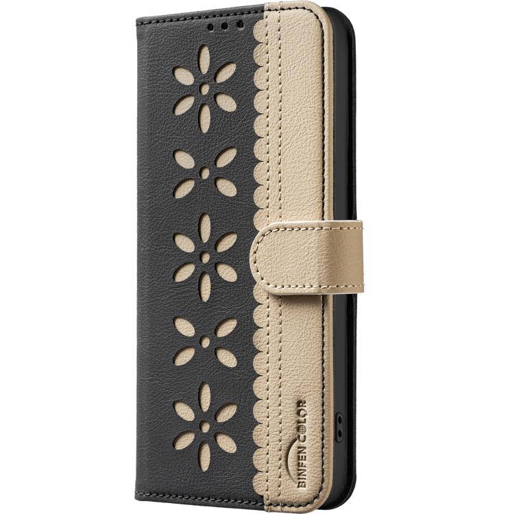 Splicing Color Hollow Flower Pattern RFID Leather Phone Case, For Redmi Note 12 Turbo, For Redmi Note 11 / Note 11S, For Redmi Note 12 Pro, For Redmi Note 12 4G