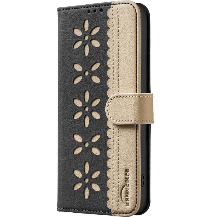 Splicing Color Hollow Flower Pattern RFID Leather Phone Case, For Redmi K90 Pro Max/Poco F8 Ultra, For Redmi Note 15 Pro 4G Global 165.8mm, For Redmi K90/Poco F8 Pro, For Redmi Note 15 5G Global 164mm