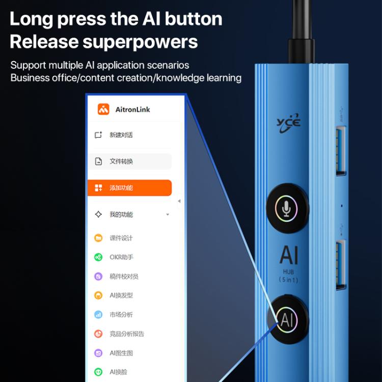 YCE V295A 5 in 1 USB3.0 HUB Adapter AI Docking Station | Bulky Mart