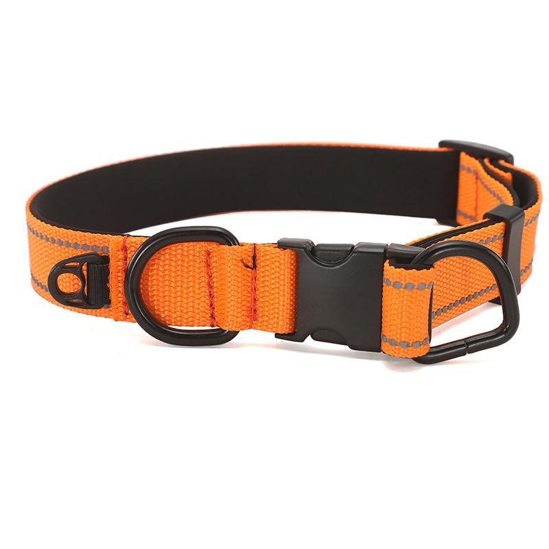 Pet Reflective Collar Waterproof Cloth Black Buckle, Size:S(Orange)