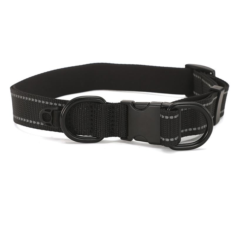 Pet Reflective Collar Waterproof Cloth Black Buckle, Size:L(Black)