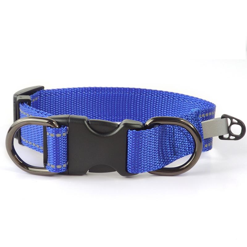 Pet Reflective Collar Nylon Black Buckle, Size:S(Blue)