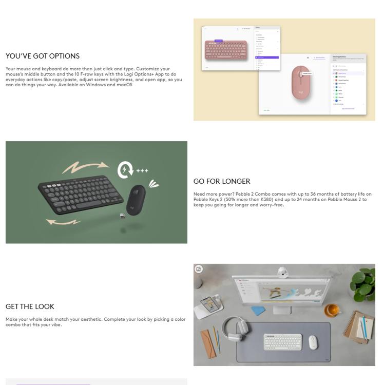 罗技 PEBBLE 2 COMBO Thin and Light Wireless Slim Bluetooth Keyboard and ...