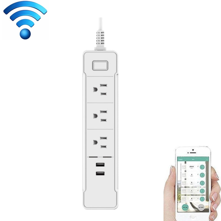 C198B 2 USB Ports + 3 US Sockets WiFi Smart Power Plug Socket, Compati ...