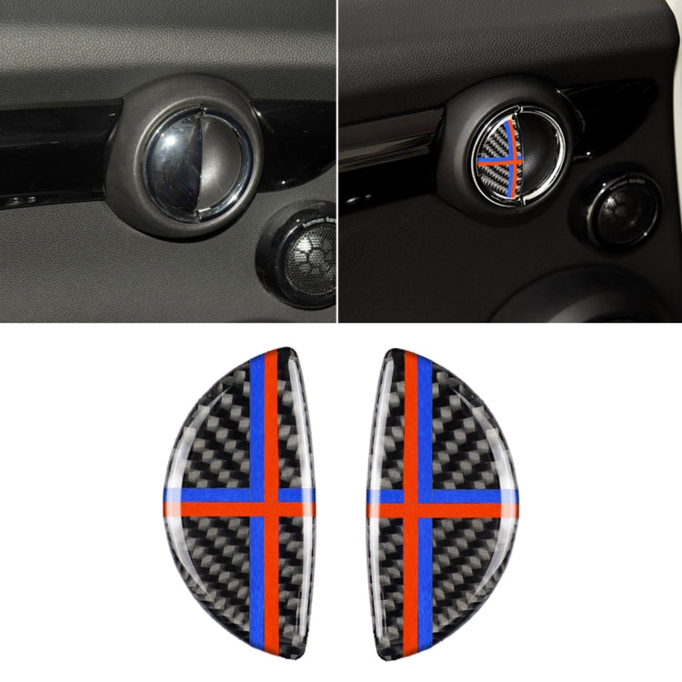 2 PCS Red Blue Color R / F Universal Car Door Handle Carbon Fiber