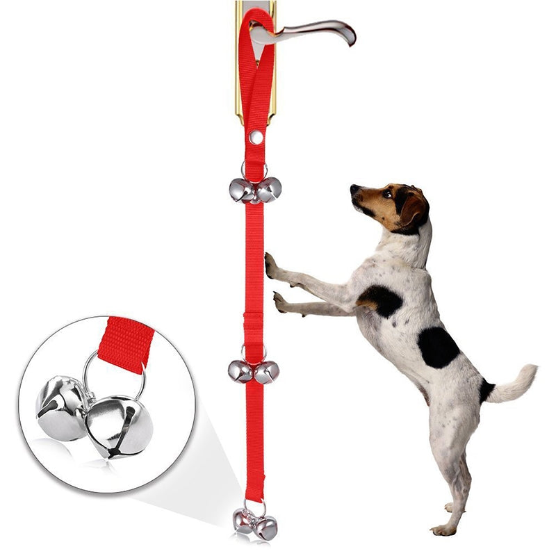 Pet Dog Training Bell Nylon Rope Traction Rope Doorbell Leash Dog Anti-lost Bell with 7 Bells (Red)