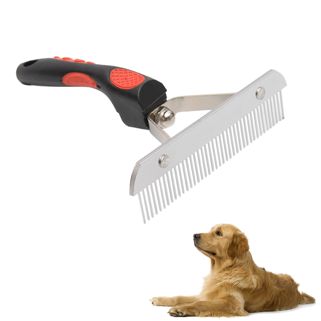 Big Dog Hair Combs Stainless Steel Pet Grooming Rake Comb Rubber Handle Hairdressing Brush Tool, Size: 17.0x16.0cm