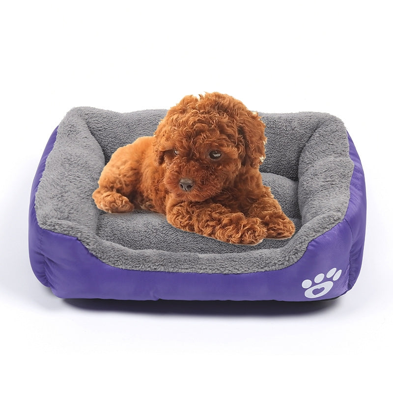 Candy Color Four Seasons Genuine Warm Pet Dog Kennel Mat Teddy Dog Mat, Size: S, 43×32×10cm (Purple)