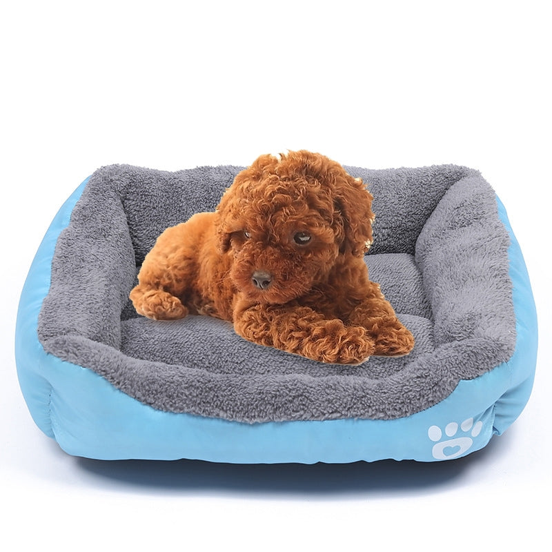 Candy Color Four Seasons Genuine Warm Pet Dog Kennel Mat Teddy Dog Mat, Size: XL, 80×60×16cm (Blue)