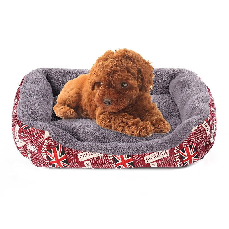 National Flag Four Seasons Genuine Warm Pet Dog Kennel Mat Pet Bed, Size: M, 54×42×12cm(Red)