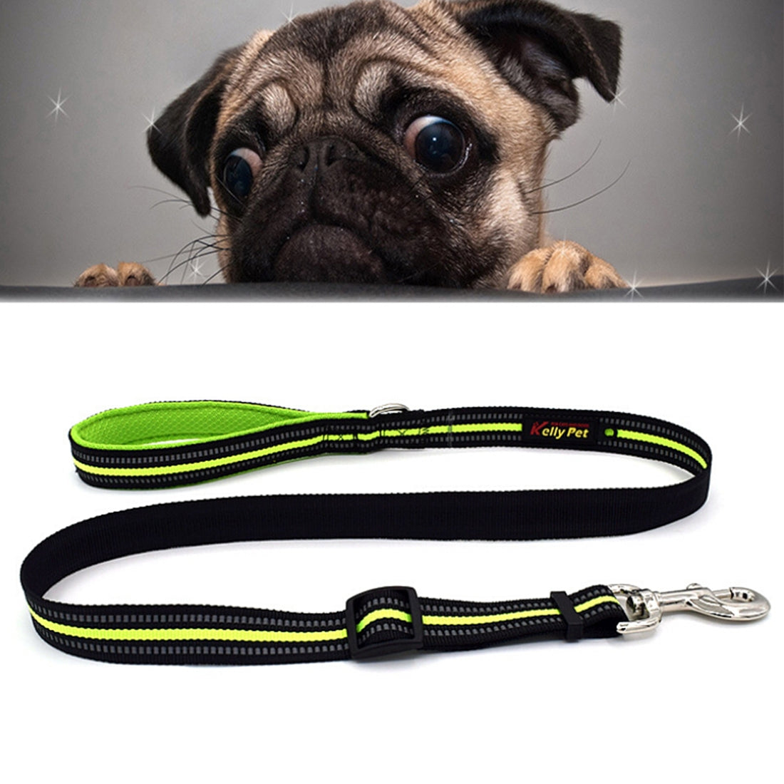 Pet Dogs Nylon Night Reflective Breathable Handheld Traction Lead Leash, Size: S, Adjustable Range: 2.0*(100-140cm)(Green)