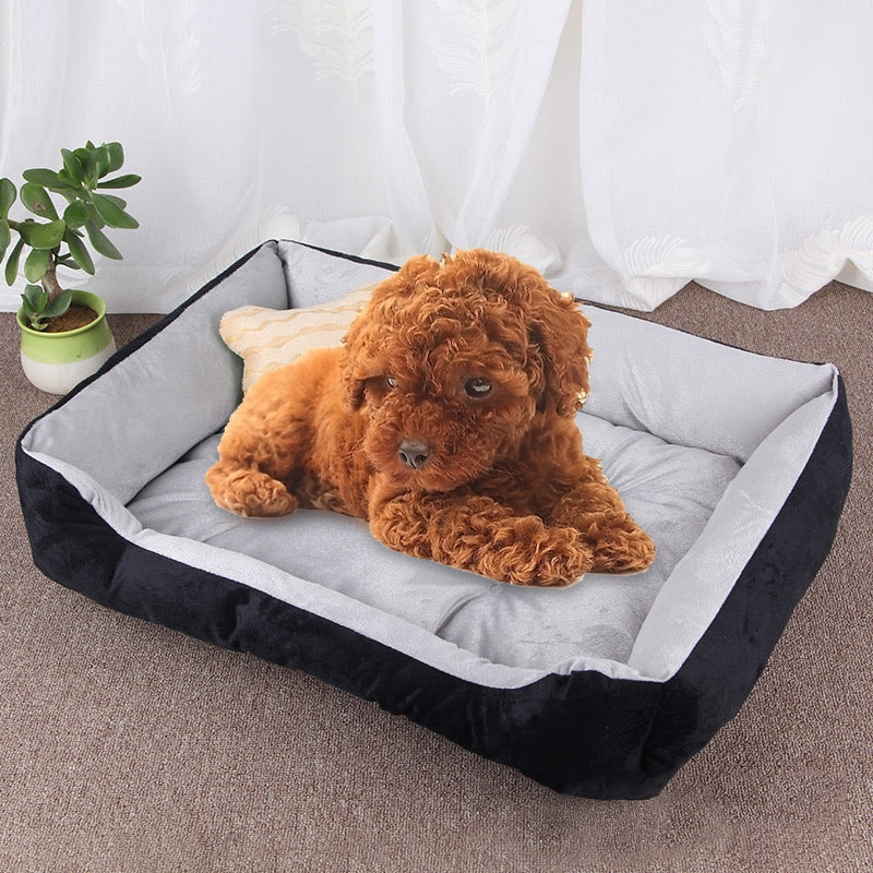 Dog Bone Pattern Big Soft Warm Kennel Pet Dog Cat Mat Blanket, Size: XXS, 45×30×15cm (Black Grey)