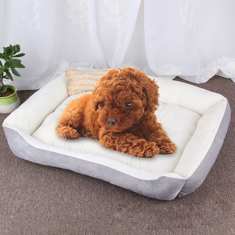 Dog Bone Pattern Big Soft Warm Kennel Pet Dog Cat Mat Blanket, Size: XS, 50×40×15cm (Grey White)