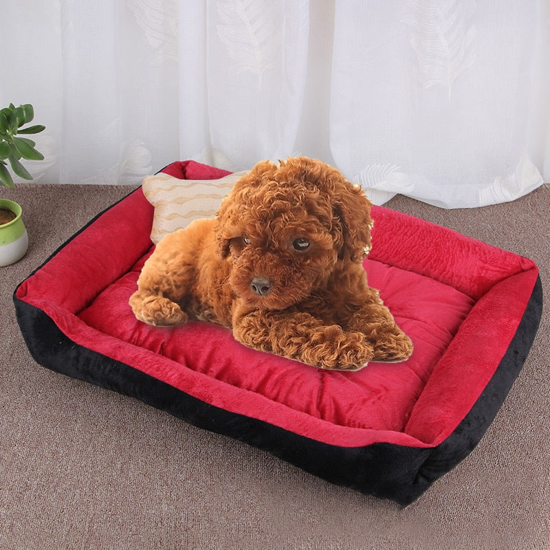 Dog Bone Pattern Big Soft Warm Kennel Pet Dog Cat Mat Blanket, Size: S, 60×45×15cm(Black Red)