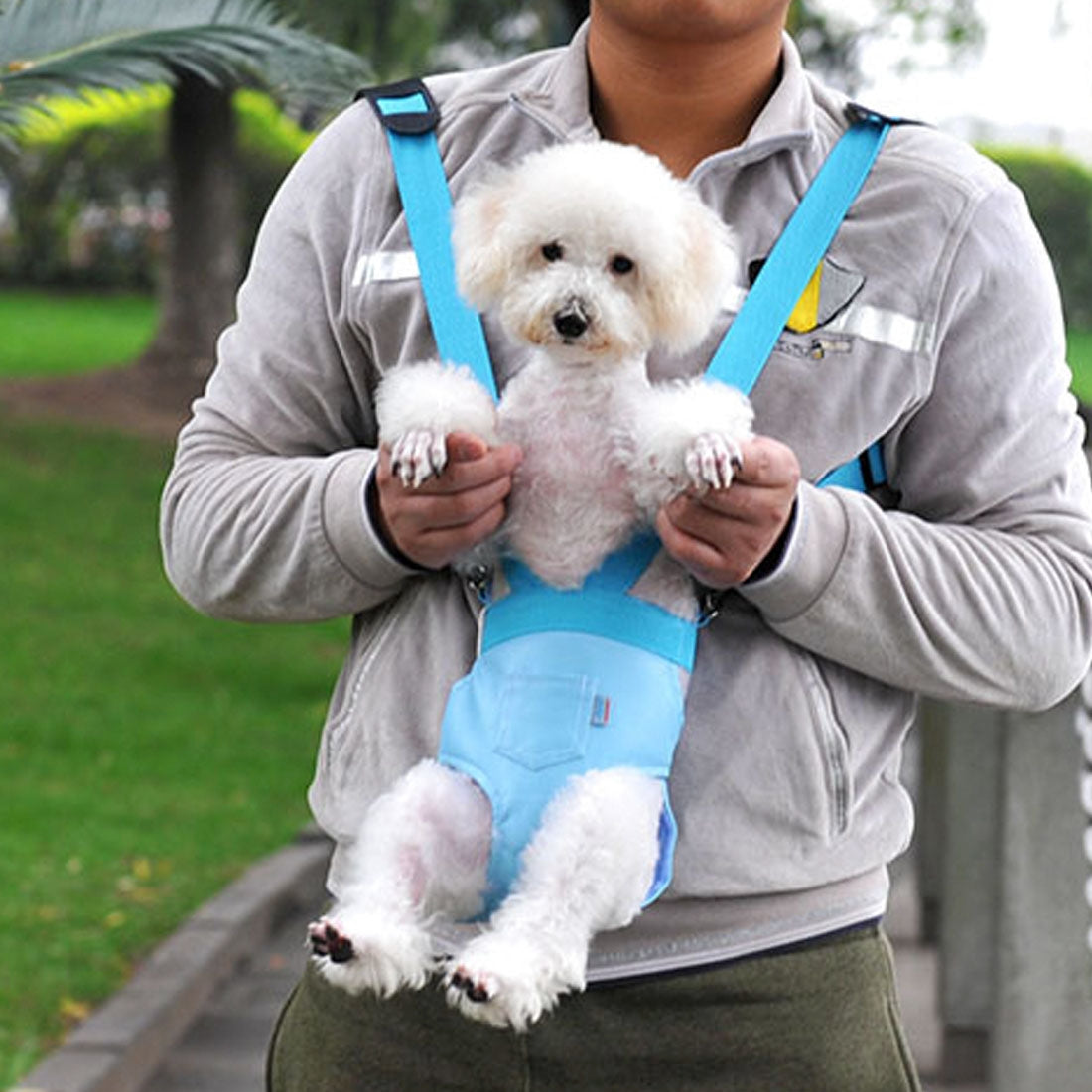 Pet Chest Backpack / Soft Leather Trouser Style Bag / Portable Pet Backpack for Dog and Other Pets Medium , Size:28*20cm(Blue)