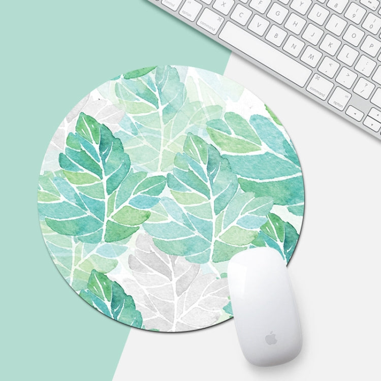 Green Sunflower Pattern Circular Mouse Pad