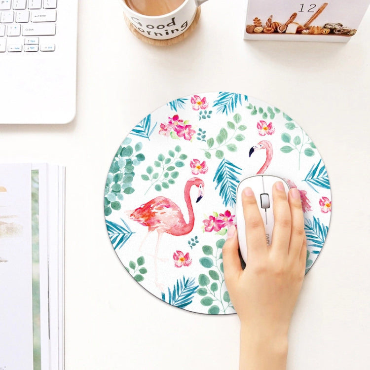 Printed Flamingo Pattern Circular Mouse Pad