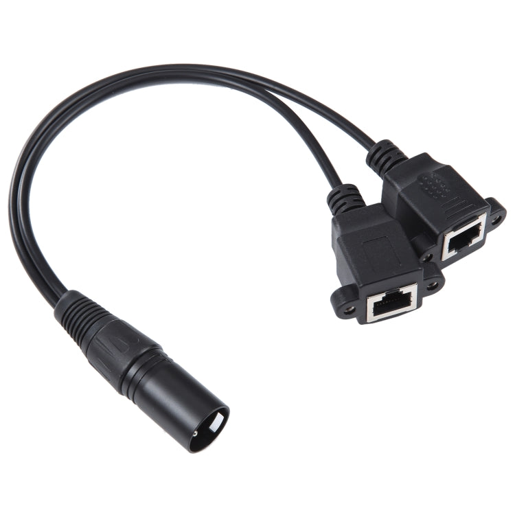3-pin XLR Male to 2 x RJ45 Female Ethernet LAN Network Extension Cable