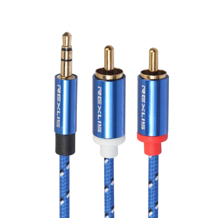 REXLIS 3610 3.5mm Male to Dual RCA Gold-plated Plug Blue Cotton