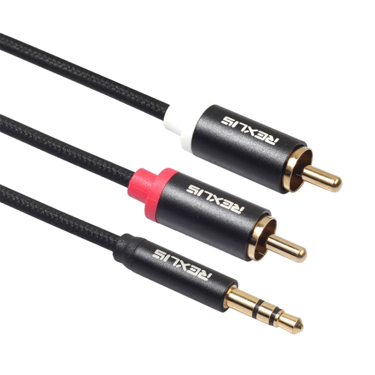 REXLIS 3635 3.5mm Male to Dual RCA Gold-plated Plug Black Cotton