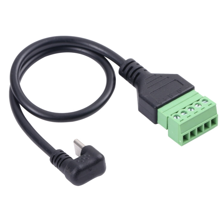 U-shaped Elbow USB-C / Type-C Male to 5 Pin Green Pluggable Terminal