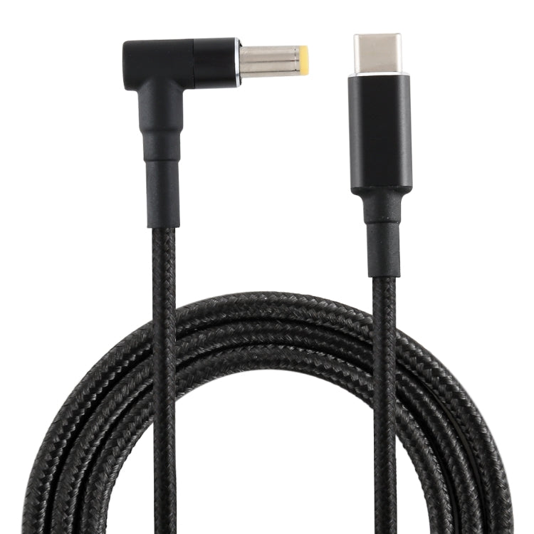 PD 100W 5.5 x 2.5mm Male Elbow to USB-C / Type-C Male Nylon Weave